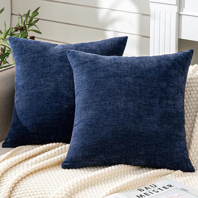 GAWAMAY Decorative Square Throw Pillow Covers 18"x18" Inch Set of 2, Super Soft Chenille Pillows Cover Fall Pillowcase for...