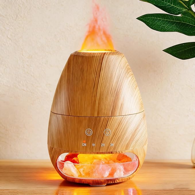 Dialan's Essential Oil Diffuser with Flame Effect Ultrasonic Himalayan Salt Lamp Diffuser Ultrasonic Cool Mist Humidifier ...