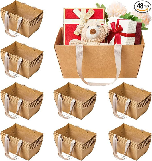 Pinkunn 48 Pcs Basket for Gifts Empty DIY Bulk Party Gift Basket Kit with Handles Market Trays for Packages Wrapping Weddi...