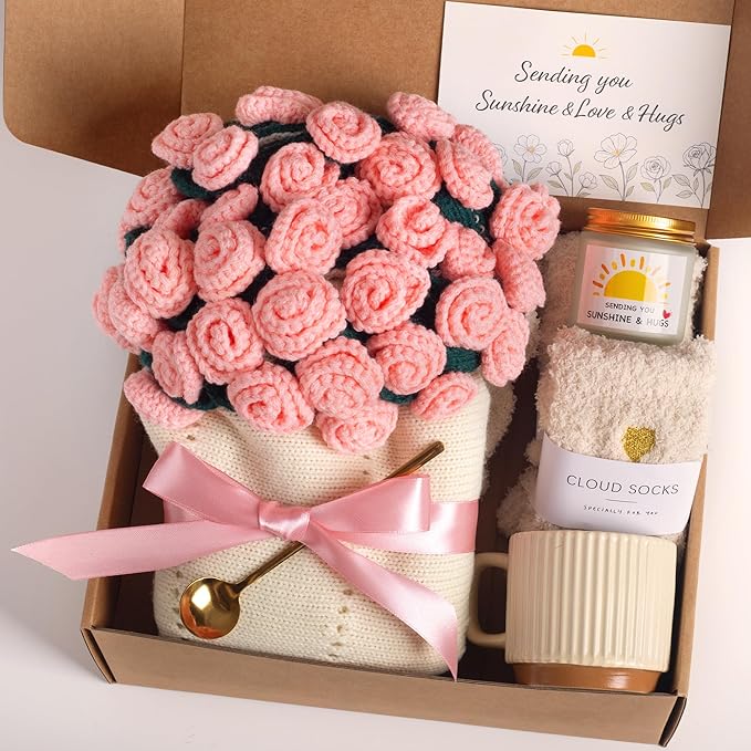 Care Package for Women, Self Care Gift, Mothers Day Gifts for Mom, Flower Bouquet Blanket, Thinking of You, Birthday Gift...