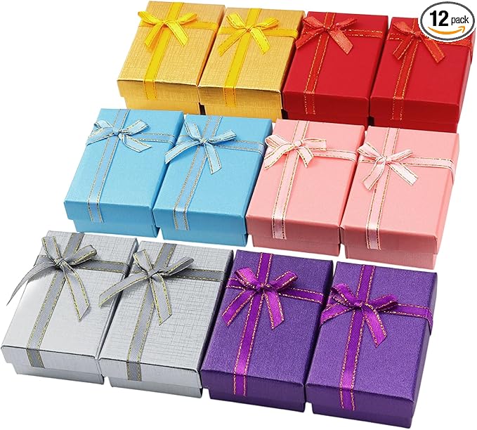 WATMTIN 12 Pcs Small Jewelry Gift Boxes, 3.1 x 1.9 x 1 Inch Small Empty Gift Boxes Set for Earrings Rings Necklaces, Jewel...