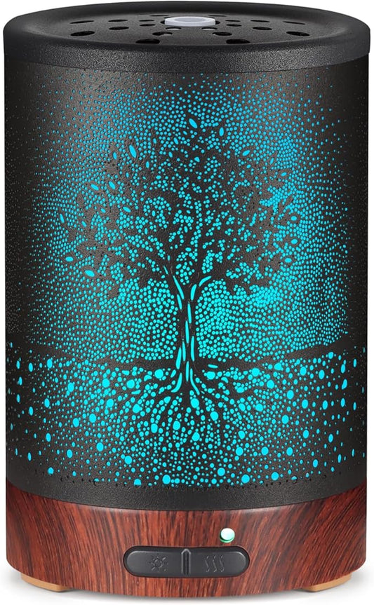 Essential Oil Diffuser- Aromatherapy Diffuser with7 Colors Light and Auto-Off for Women Metal Cool Mist Humidifier for Hom...