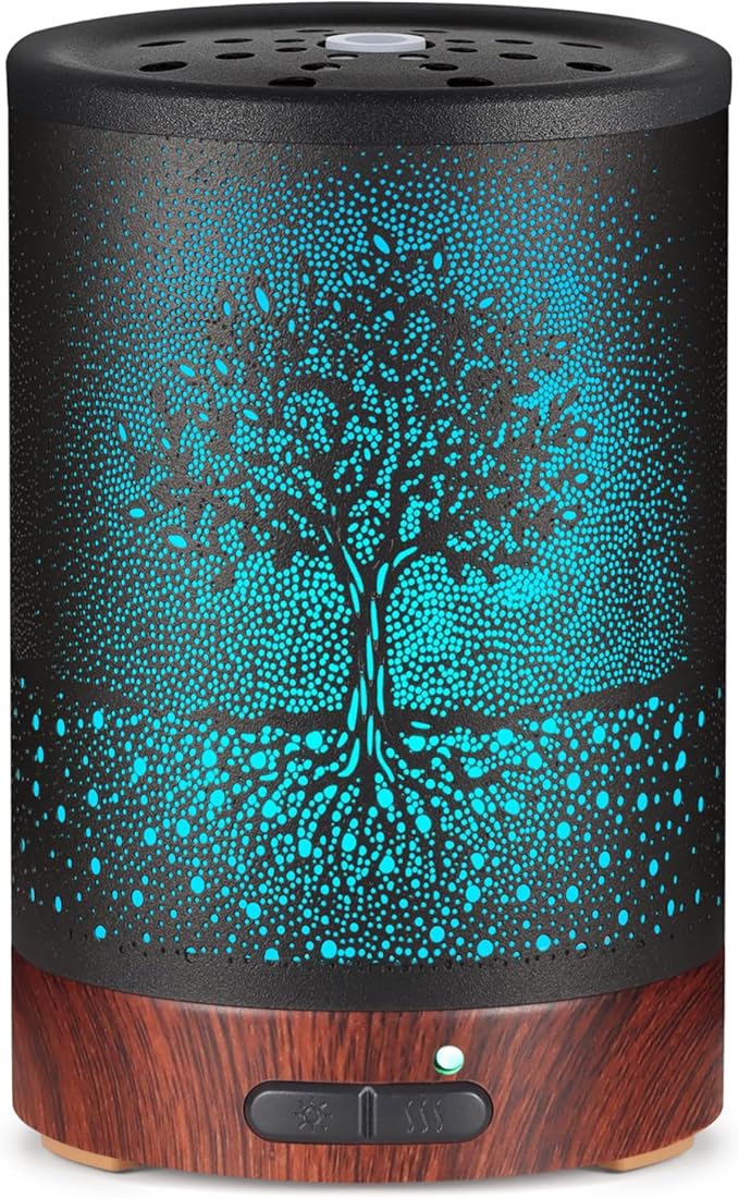 Essential Oil Diffuser- Aromatherapy Diffuser with7 Colors Light and Auto-Off for Women Metal Cool Mist Humidifier for Hom...