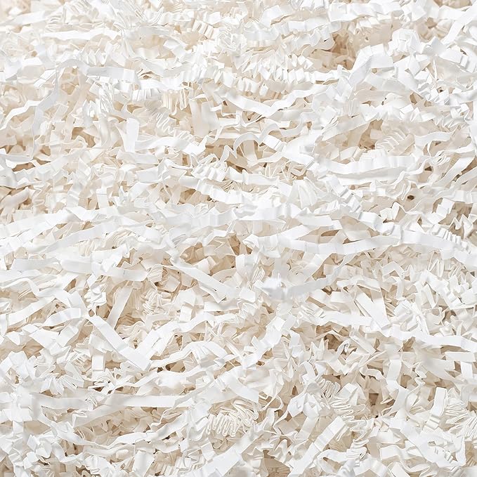 Wowxyz 1 LB Crinkle Cut Paper Shred White Crinkle Shredded Paper for Gift Baskets - Gift Box Bag Filler - Confetti Stuffin...