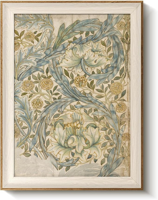 VIYYIEA Wide Framed Vintage Floral Acanthus Leaves Wall Art, Classic Botanical Print Canvas | Sophisticated Home Decor for...
