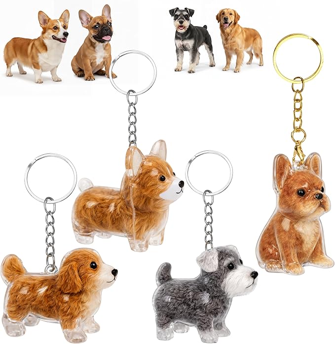 KH866 4PCS Dog Hair Collector Keychain, Fur Keepsake Bottle Charm Dog Shape Pet Memorial Storage Box, Collection Capsule A...