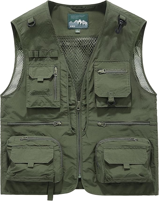 Acydar Men's Outdoor Fishing Work Safari Travel Photo Cargo Vest Outdoor Fishing Vest