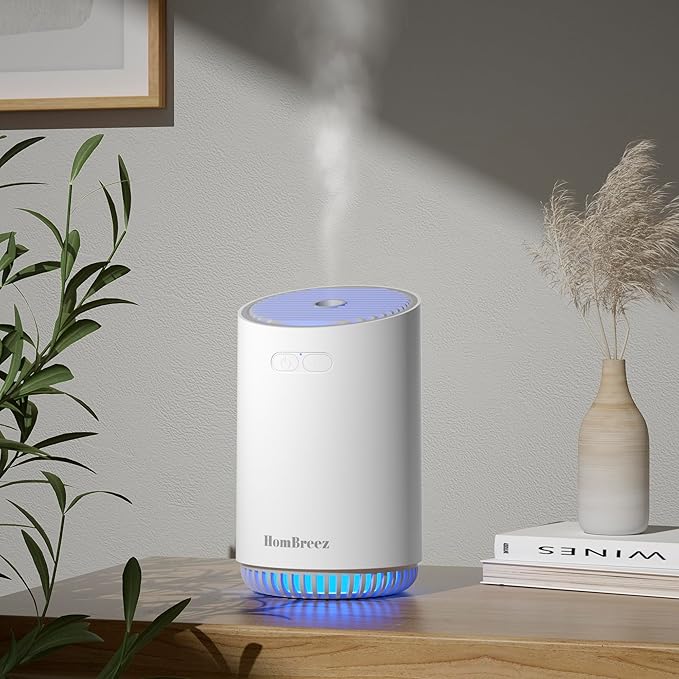 HomBreez Portable Aromatherapy Diffuser 280ml, Rechargeable Essential Oil Diffuser with LED Light, Cool Mist Humidifier wi...