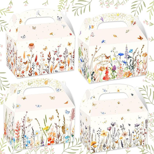 BACH AND BOUJEE 12 PCS Wildflower Party Treat Boxes Flower Party Favor Gift Box Wildflower Theme Candy Goodies Bags for Fl...