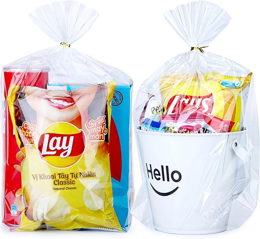 Voikinfo Bottom Gusset Bags 50Pcs 11X14 Clear Cellophane Bags Large Basket Wrapping Gift Wrap Cello Bags Treat Bags Party ...