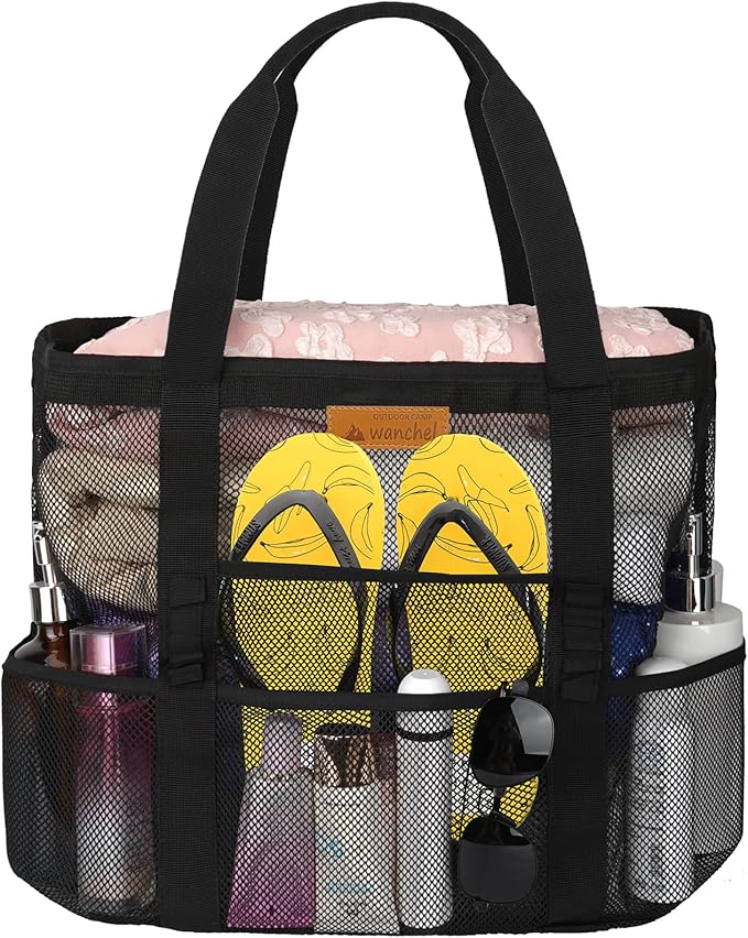 wanchel Mesh Beach Bags for Women - Plus Waterproof Sandproof Tote Bag