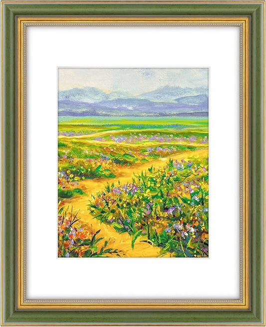 Golden State Art,11x14 Ornate Picture Frame for 8x10 Photo with Mat or 11 x 14 Prints Without Mat, Real Glass Wall Display...