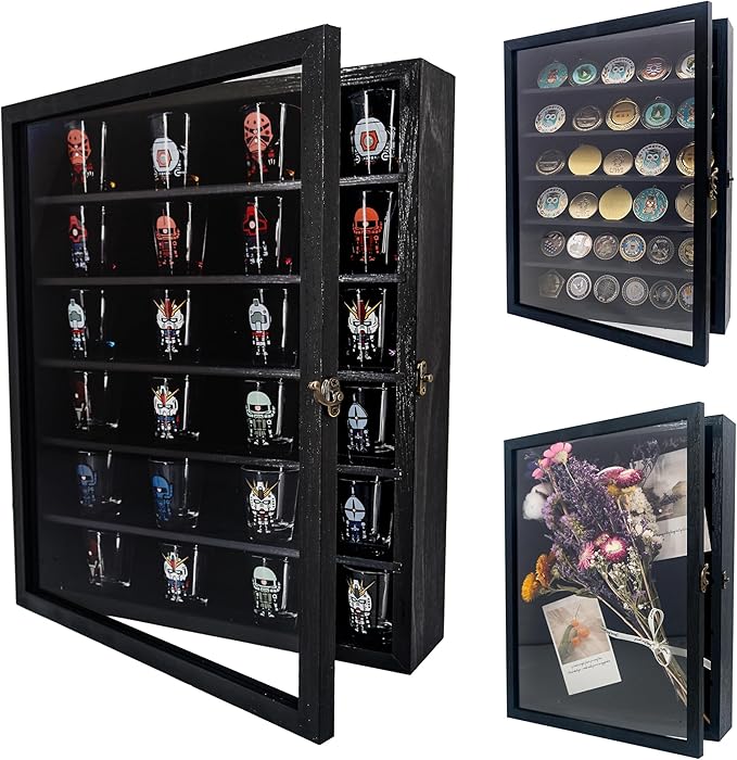 FramePro Shadow Box Frame Display Case 12x16 with Removable Shelves, Deep Memory Box Trinket Knick Knack Shelf Cabinet for...