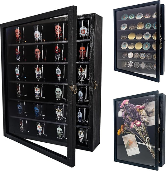 FramePro Shadow Box Frame Display Case 12x16 with Removable Shelves, Deep Memory Box Trinket Knick Knack Shelf Cabinet for...