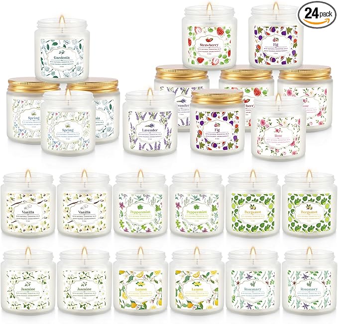 24 Pack Candles for Home Scented Aromatherapy Candles Gifts Set for Women, Natural Soy Wax Candle, 3.5 oz Long Lasting Can...