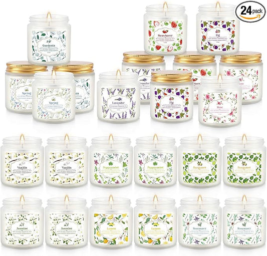 24 Pack Candles for Home Scented Aromatherapy Candles Gifts Set for Women, Natural Soy Wax Candle, 3.5 oz Long Lasting Can...