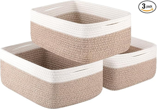 OIASKET Storage Baskets for Organizing 3 Pack, Woven Baskets for Shelves, Closet Organizer Bins Empty Gift Basket Toy Stor...