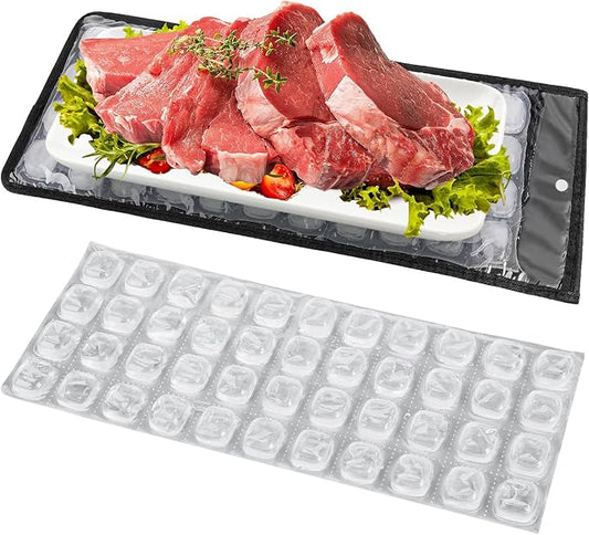 2 Pcs Reusable Cooling Sheet for Keeping Food Fresh Outside Party - Flexible Ice Packs Blankets Keep Meat Cold, Replacemen...