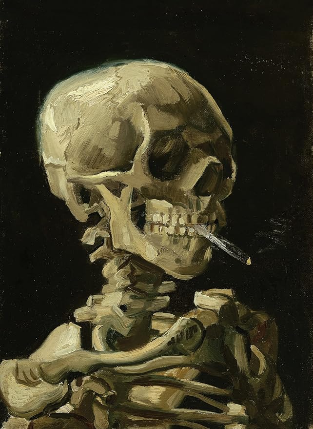 Palace Learning Vincent Van Gogh (Skull with Cigarette, 1885) Art Poster Print - 18" x 24" LAMINATED - Van Gogh Skeleton