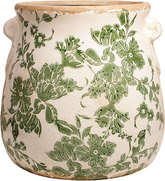 Xiaan Jiaju Ceramic Flower Vase Home Decor, Farmhouse Cottagecore Vases & Planting Pots with Drainage, English Cottage Kit...