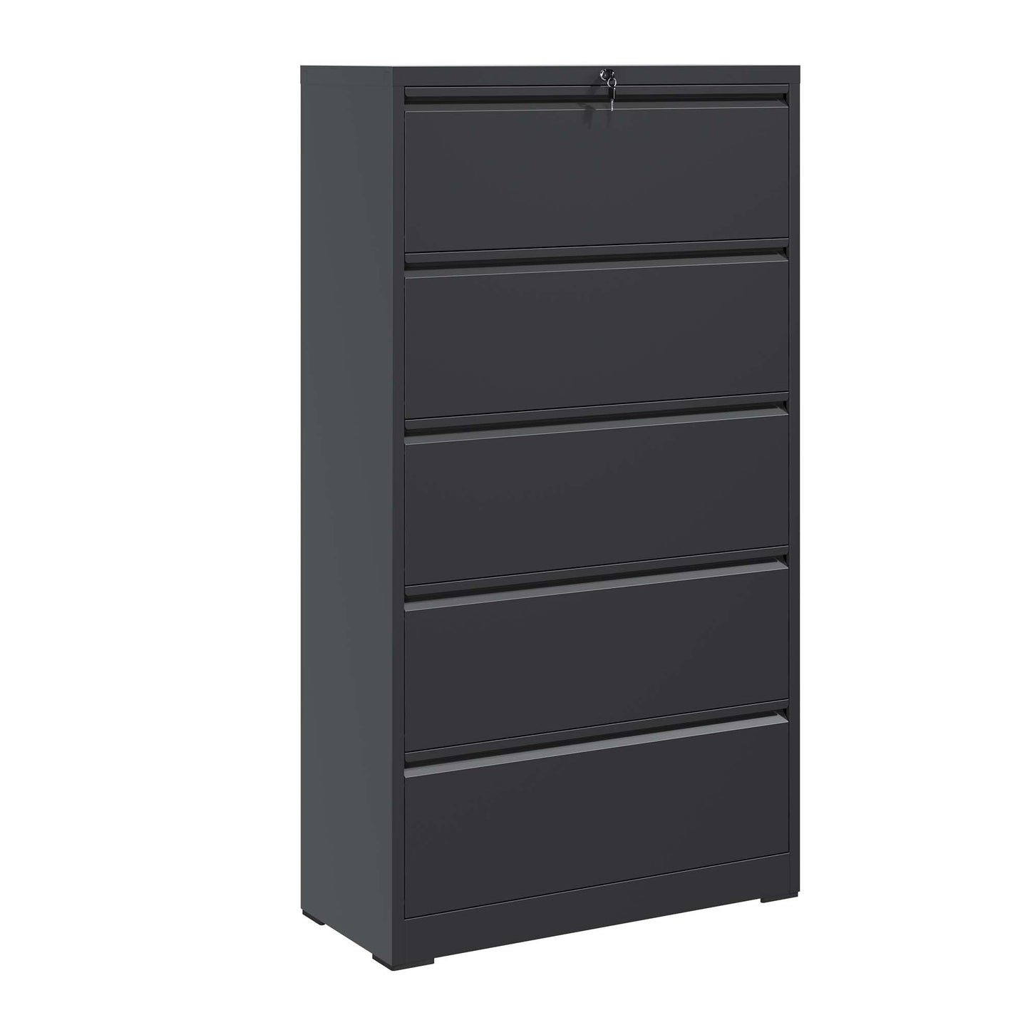 5 Drawer Metal Lateral File Cabinet , Black Filing Cabinet With Lock, Lockable File Cabinet For Home Office, Locking Metal File Cabinet For Legal Letter A4 F4 Size
