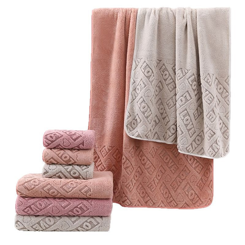 Jacquard Coral Fleece Towel Bath Towel Set Is More Absorbent And Ultra Soft For Drying Hair Than Pure Cotton
