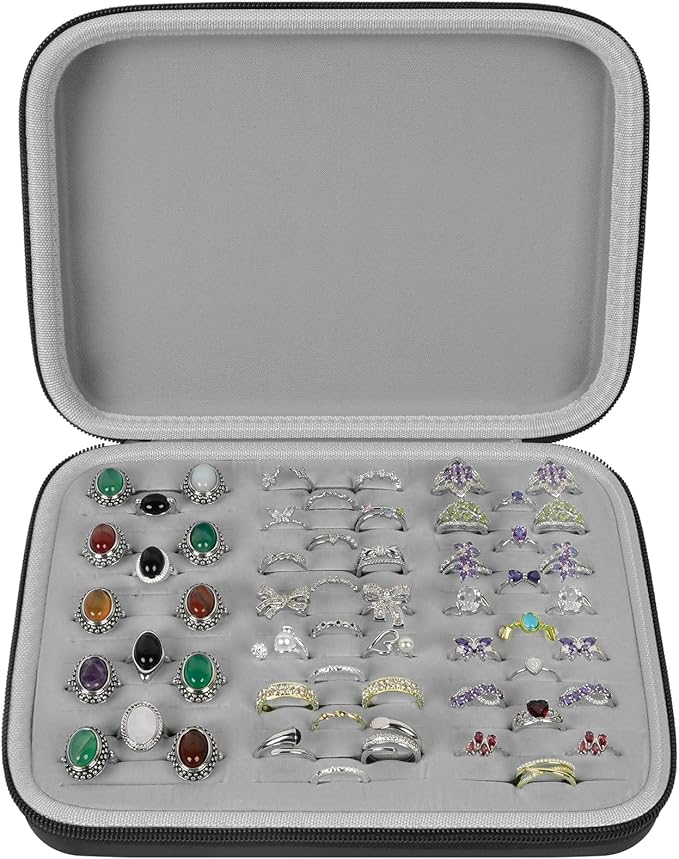 GWCASE Ring Organizer Storage Case - Jewelry Ring Display Collector Box with 42 Slots. Rings Tray Holder Showcase Fits for...