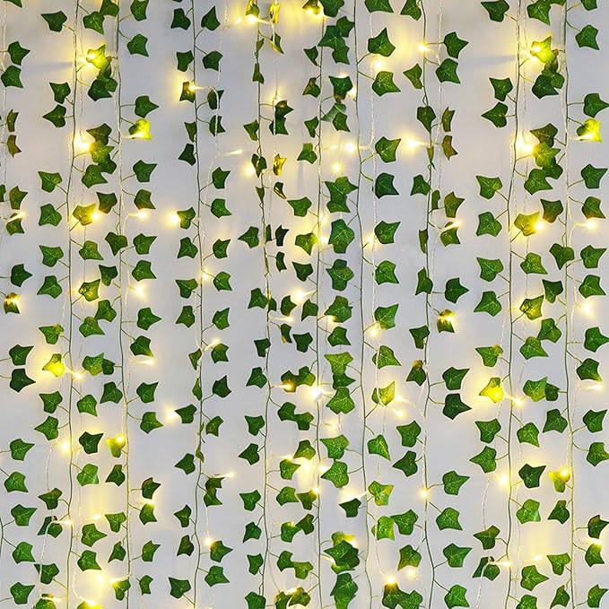 Freyalife Fake Vines for Room Decor(24Pack168Ft),with CE Certified 160 LED String Lights,Artificial Plant Ivy for Aestheti...