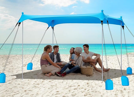 Gorich Beach Tent Sun Shelter with 8 Sandbags, UPF50+ Protection & Windproof Pop Up Beach Canopy Tent Sun Shade for Famil...