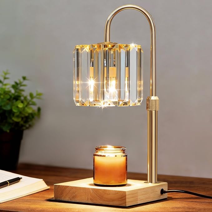 Yuichoy Candle Warmer Lamp with Timer, Dimmable Electric Candle Wamer Adjustable Height, Glass Modern Candles Melter Lamp,...