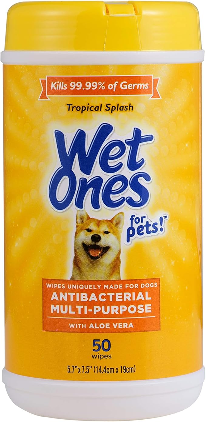Wet Ones for Pets Antibacterial Dog Wipes, Multi-Purpose Grooming Wipes with Aloe Vera for Paws, Face & Body, Easy Cleanup...