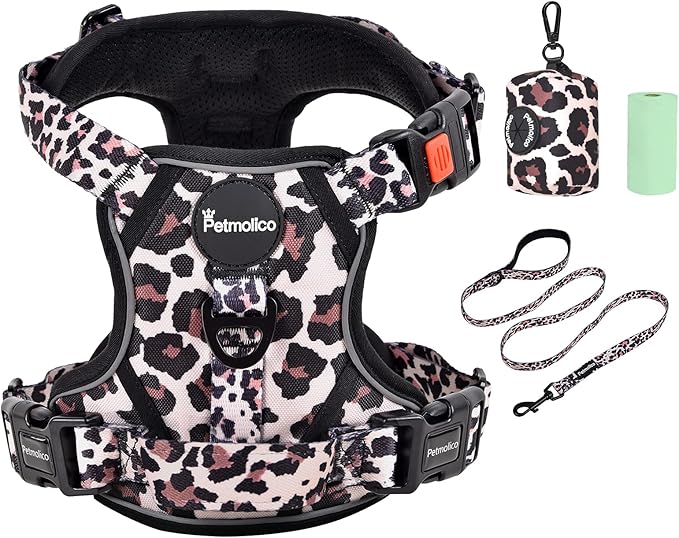 Petmolico No Pull Dog Harness Set with Leash Attachment Easy Control Handle Reflective Harness Vest Small Breed, Puppy Ves...