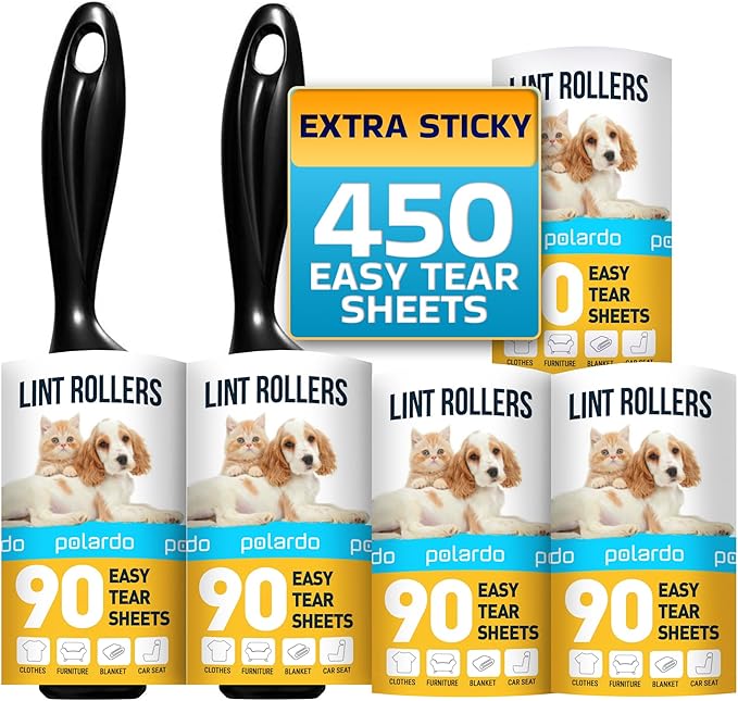 Lint Rollers for Pet Hair, White, Sticky Remover for Couch, Clothes, Furniture and Carpet, Dog and Cat Fur Remover, Animal...