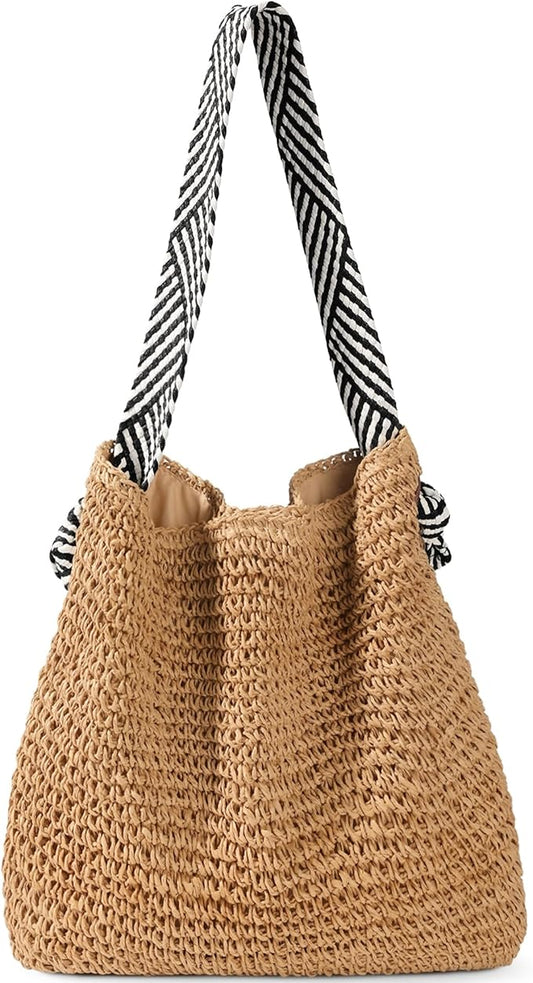 fauson Beach Bags for Women - Straw Bag Tote Bags Casual Boho Large Summer Crossbody Shoulder Handbags Purse