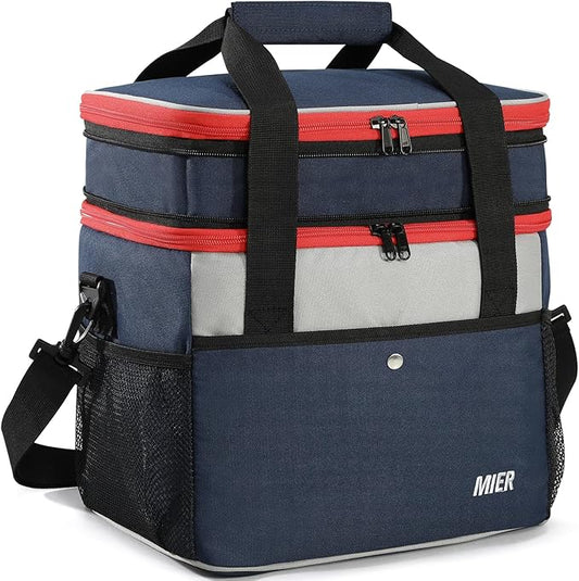 MIER Expandable 24L Lunch Bag Double Layer Insulated Cooler Tote Soft Cooler Bags 30Can Mens Adults Lagre Leakproof Lunch ...