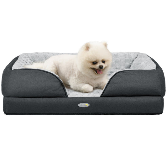 PawHut Calming Dog Bed Pet Mattress W/ Removable Cover, Anti-Slip Bottom, For Small Dogs, 70L X 50W X 18Hcm - Charcoal Grey