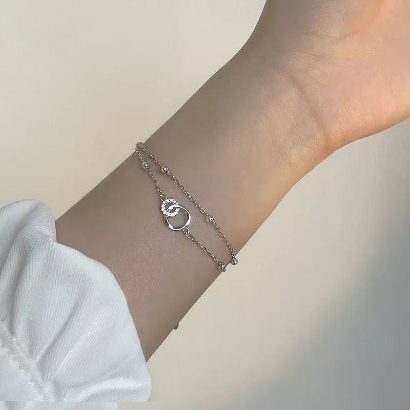 1pcs 999 Sterling Silver Mobius Infinity Bracelet, Elegant Trendy Style, Ideal For Birthday & Anniversary Gifts