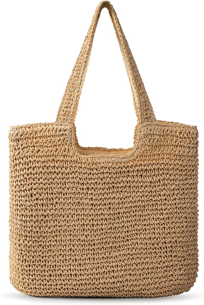 Trifabricy Beach Bag, Large Beach Bag for Women, Woven Straw Beach Tote Bag Waterproof, Weaving Swim Gym Shopping Travel Bag