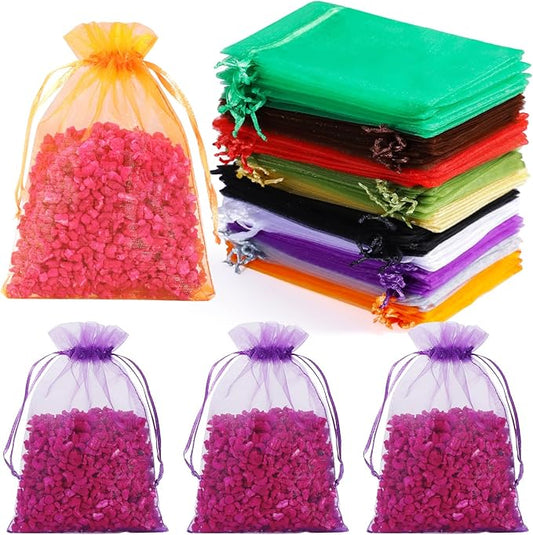 Hopttreely 50PCS Organza Wedding Favor Bags, 4x6 inches Jewelry Gift Bags with Drawstring for Party, Festival, Makeup (Mix...