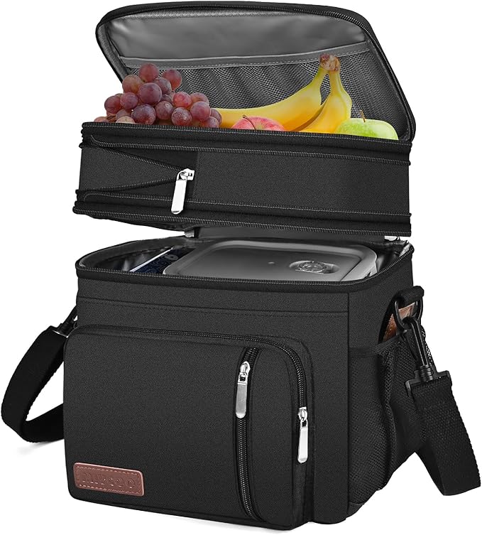MIYCOO Lunch Bag & Lunch Box for Men Women, Double Deck Leakproof Insulated Soft Large Adult Camping Cooler bag for Work, ...