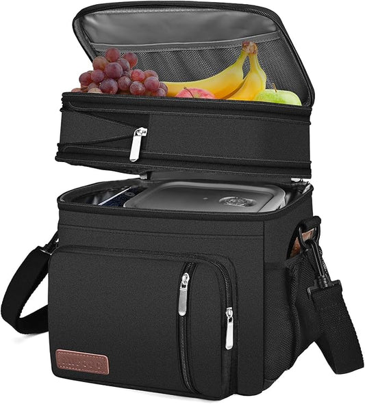MIYCOO Lunch Bag & Lunch Box for Men Women, Double Deck Leakproof Insulated Soft Large Adult Camping Cooler bag for Work, ...