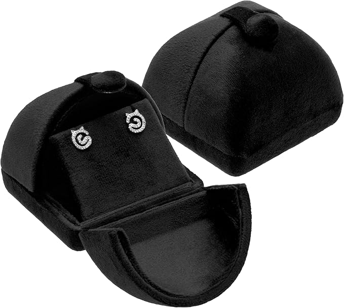 Giftop Velvet Stud Earring Gift Box Jewelry Storage Case Holder for Women Men (Black)