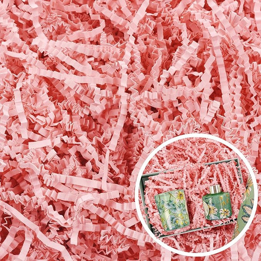 Mothers Day Pink Crinkle Cut Paper Shred Filler for Gift Baskets Box Bags 1/2 LB, Shredded Paper Grass for Bridesmaid Enga...