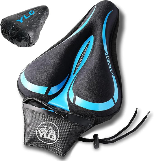 YLG Bike Seat Cover, Memory Foam & Gel Bike Seat Cushion Cover for Men Women, Comfortable Bicycle Seat Cover for Peloton/F...