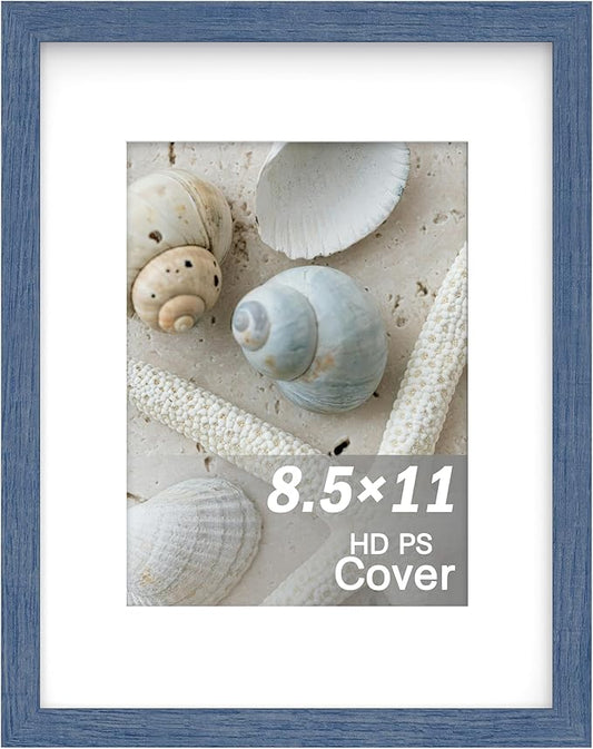 An&He 8.5x11 inch Picture Frame, Blue Simple Photo Frame for Decorative Artwork, Suitable for Tabletop, Desk, Bookshelf an...