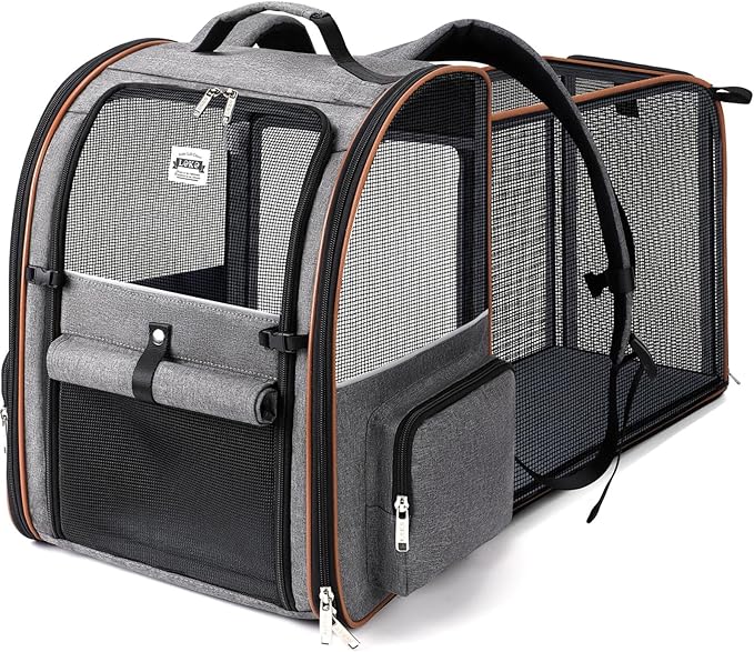 Lekebobor Cat Carrier Backpack, Expandable Pet Carrier with Sun Shade & Full Front Opening, Breathable Mesh Backpack for S...