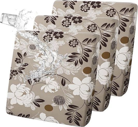 FORCHEER Waterproof Patio Cushion Covers 20x20 Floral Printed Stretch Outdoor Cushion Seat Covers for Wicker Chair Set of ...
