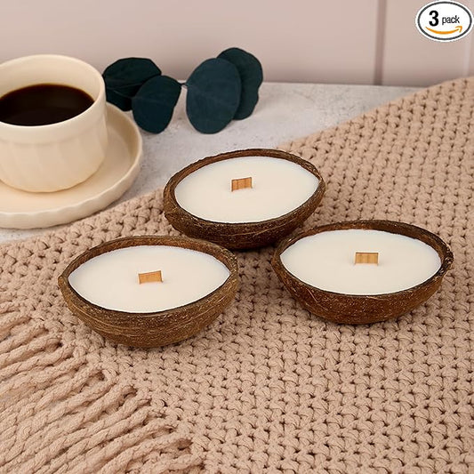 Badalyan Art Studio – Scented Candles Clearance | Coconut Shell Soy Wax Candle with Wooden Wick | Candles for Home Décor |...