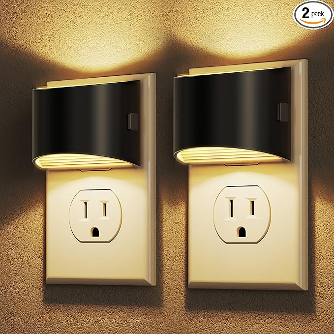 DORESshop LED Night Light[2 Pack], Night Lights Plug into Wall, 3 Level Brightness Adjustable Plug in Night Light, Dusk to...