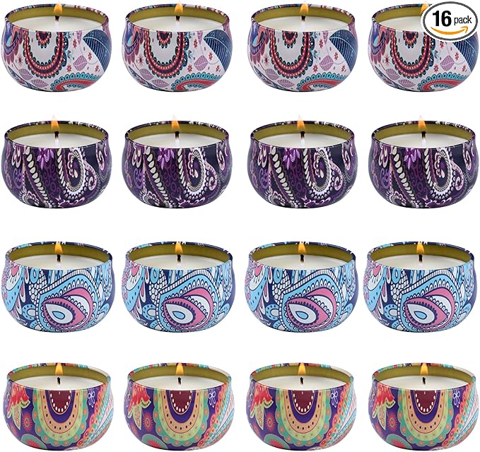kedtui Scented Candles Gift Set, 16 Pack Aromatherapy Candle, Natural Soy Wax Travel Tin Candles for Home Scented, Ideal f...